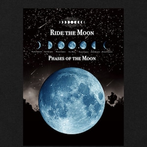 全3カラー・月の事柄が描かれた "RIDE THE MOON" Tシャツ BLACK（men&women）