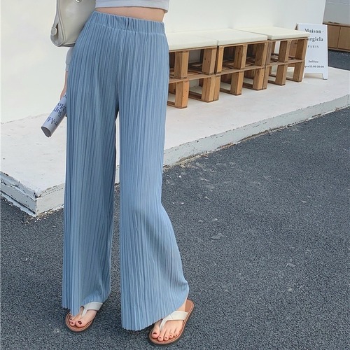 プリーツ ワイド ストレートパンツ 5color
