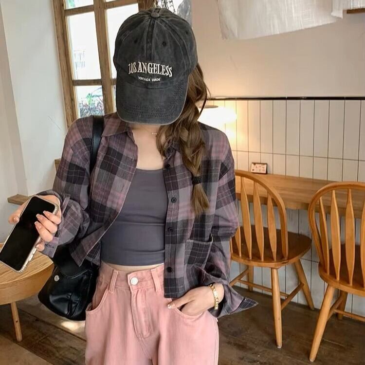 ブロックチェッククロップドシャツ