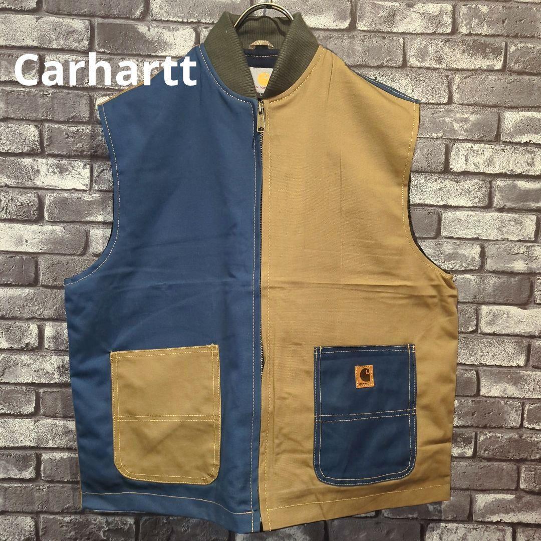 Carhartt ジャケット ベスト ストリート ブラウン カーキ リメイク