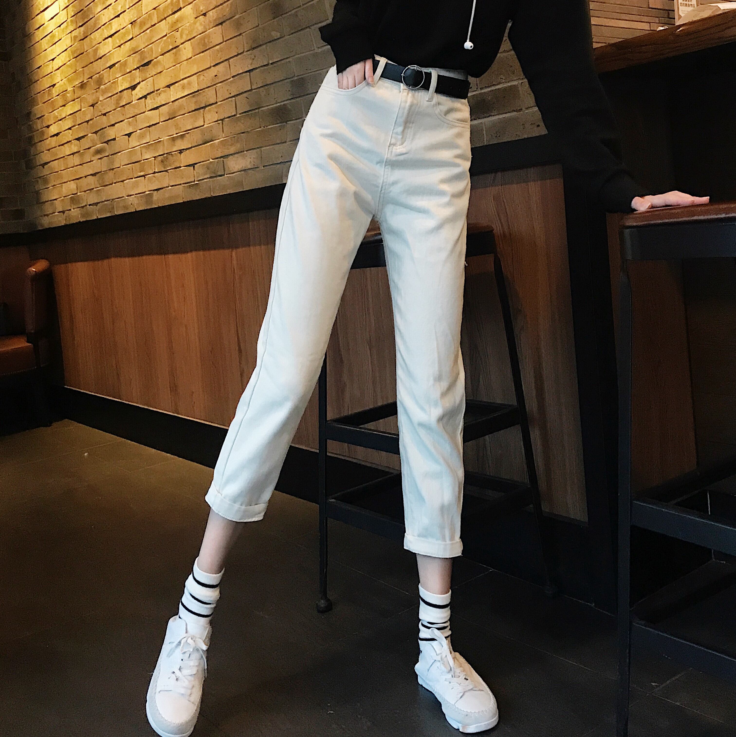 2020年春の新しいシックなハイウエストスリムパンツオールマッチルーズストレートレッグXuanya9ポイントジーンズの女性 1号婦人9084610546