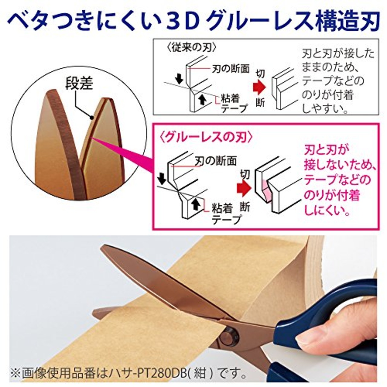 コクヨ(KOKUYO) はさみ ハサミ サクサ チタン・グルーレス刃 紺 ハサ-PT280DB