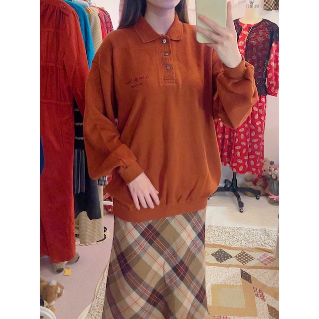 orange brown polo knit