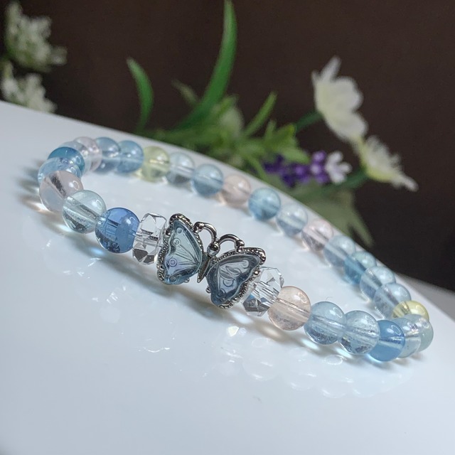 No1.~Butterfly~ミックスベリル×フローライト デザインブレスレット