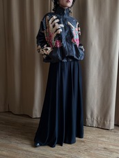 floral pattern reversible satin jacket-5190-9