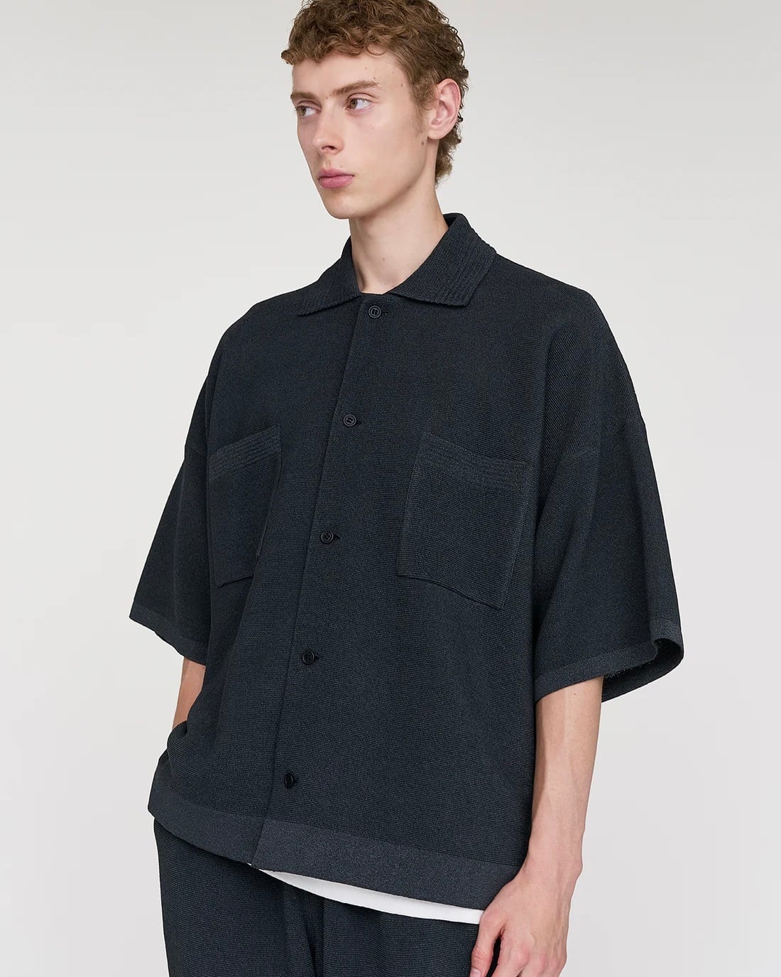 CFCL】WASHI SHORT SLEEVE SHIRT SMOKEY BLACK | idealclasse