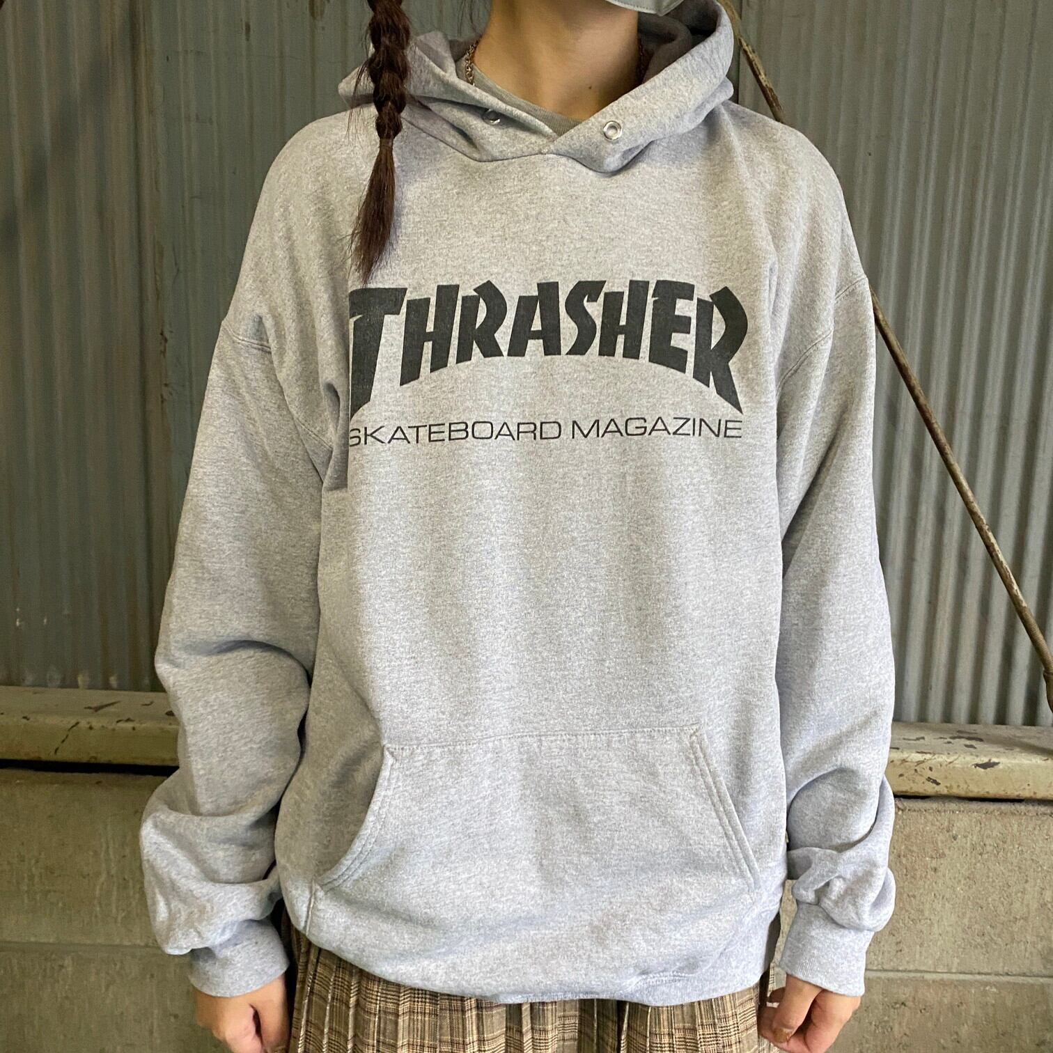 THRASHER スラッシャー フロントロゴプリント プルオーバーパーカー メンズM 古着 グレー スウェットパーカー  フーディー【パーカー】【cs2212-15a】【SW20】 | cave 古着屋【公式】古着通販サイト