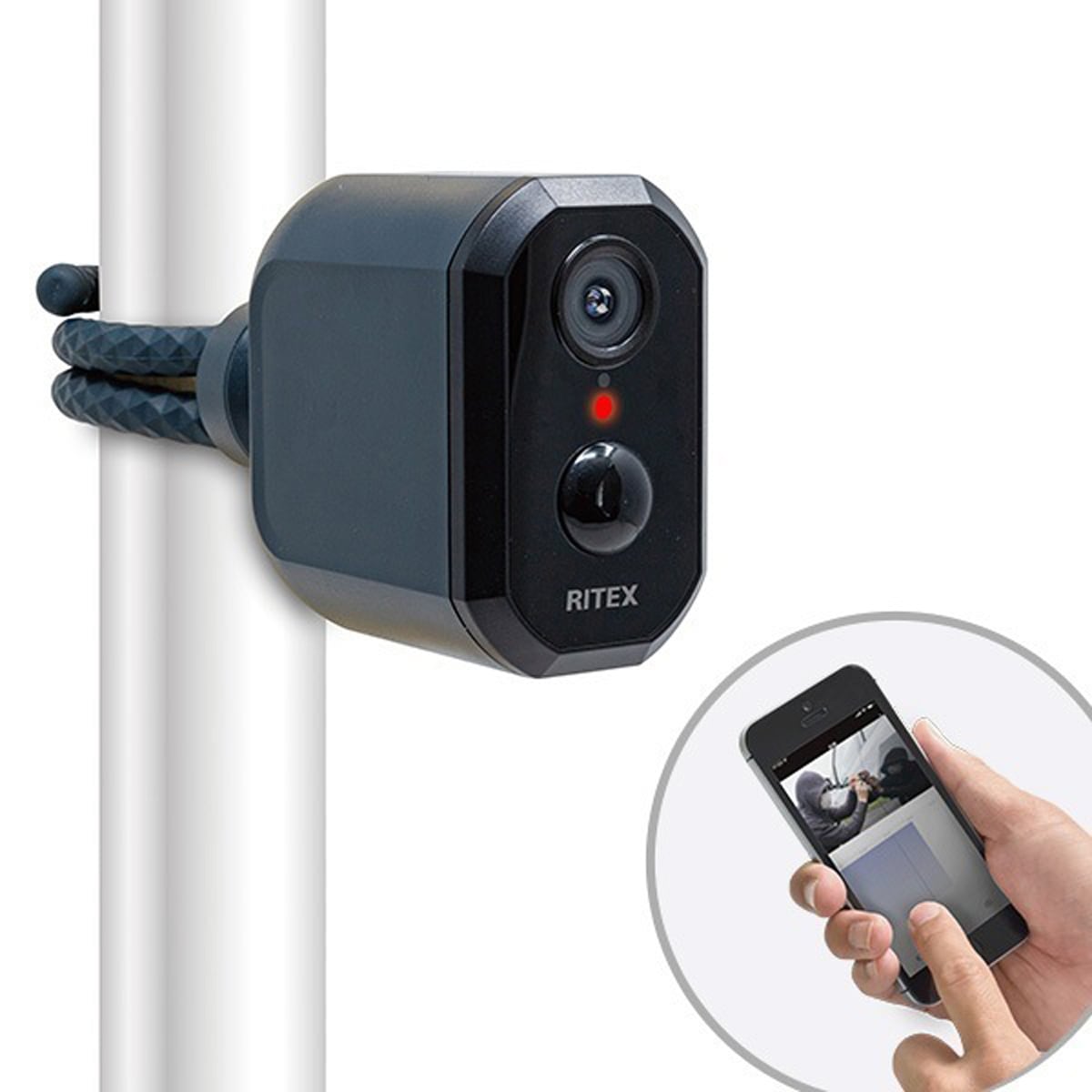 スマホと連動 充電式どこでもセンサーカメラ