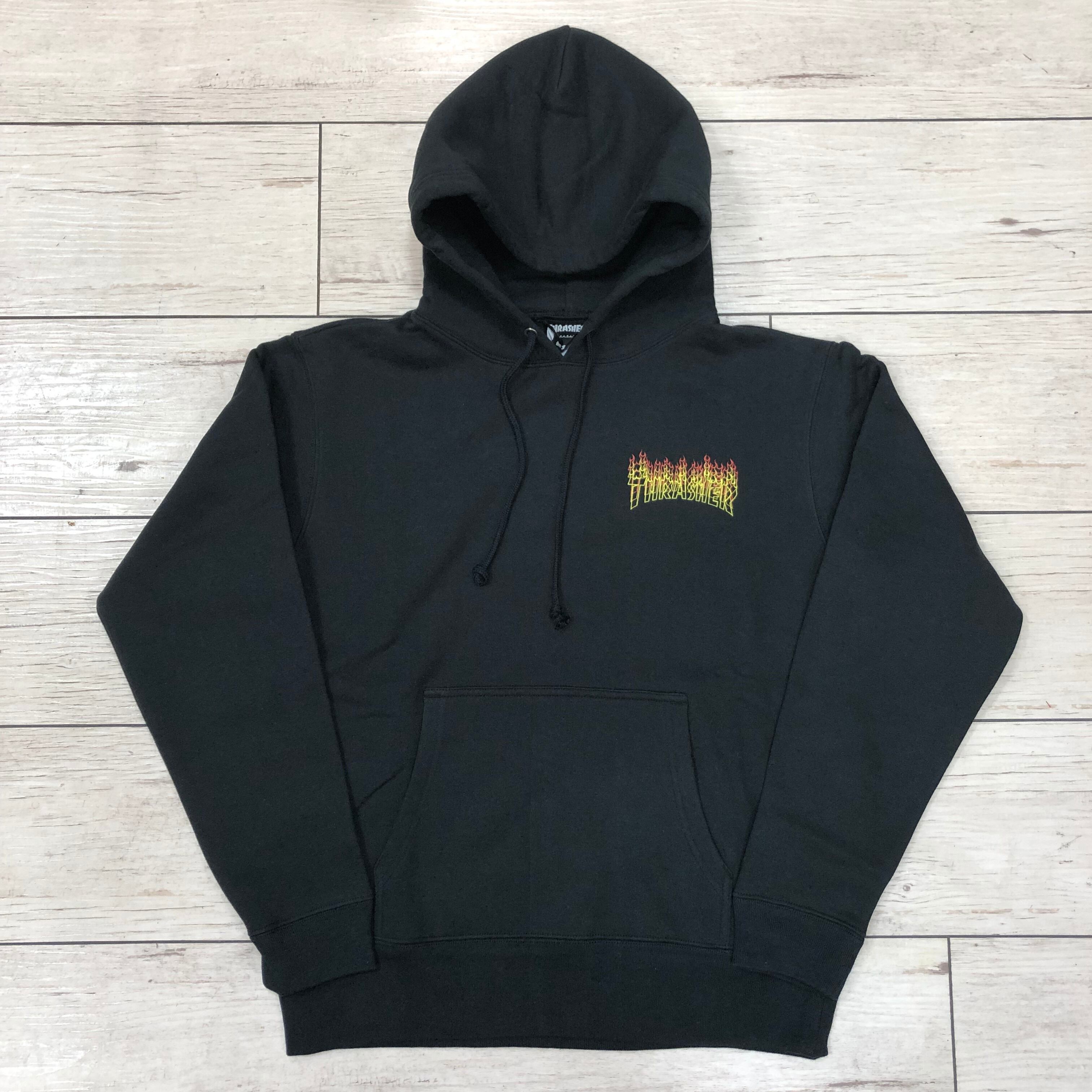 THRASHER(スラッシャー) フレームオーバーレイ プルオーバーパーカー ブラック/イエロー TH85227