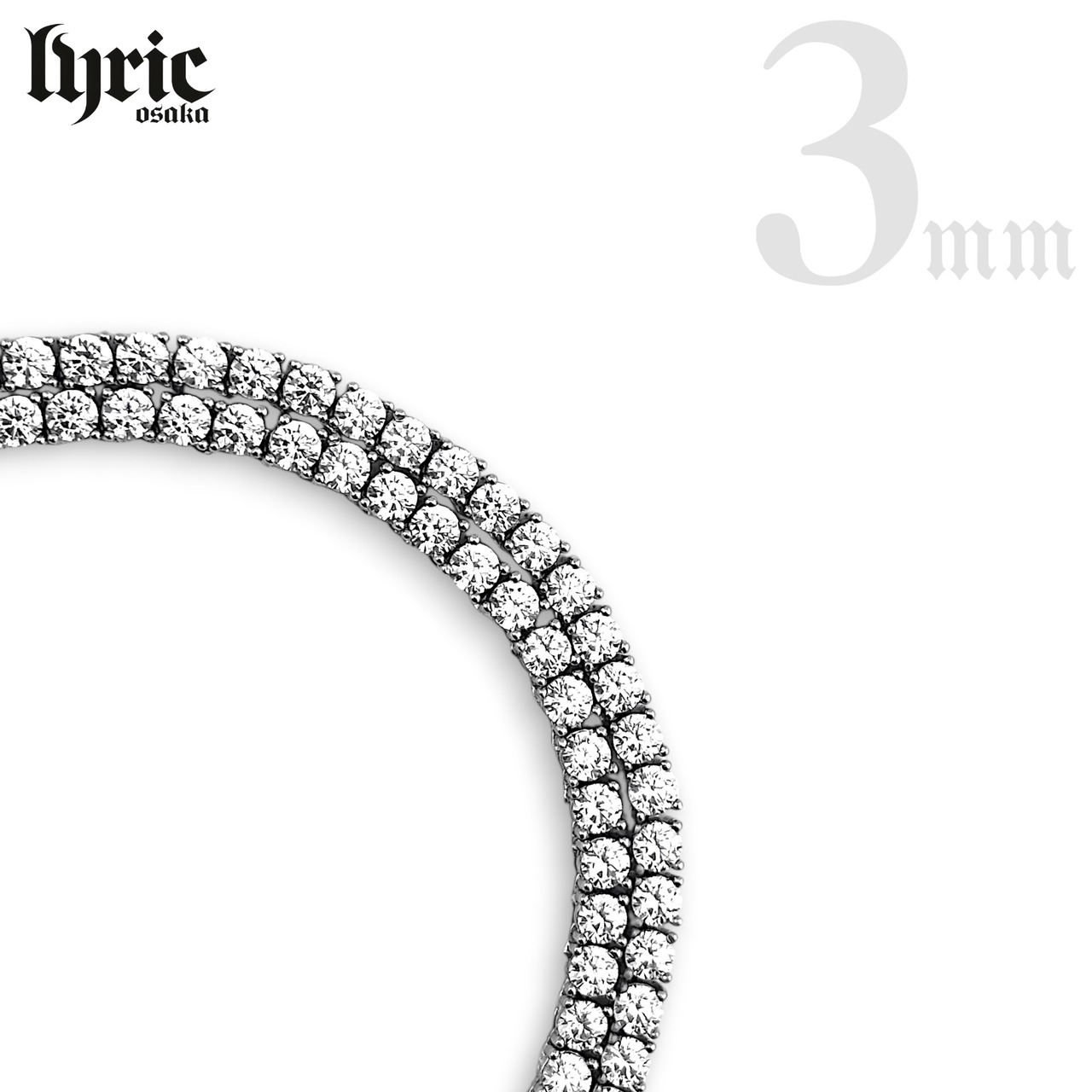 3mm 45cm  luxury tennis necklace silver