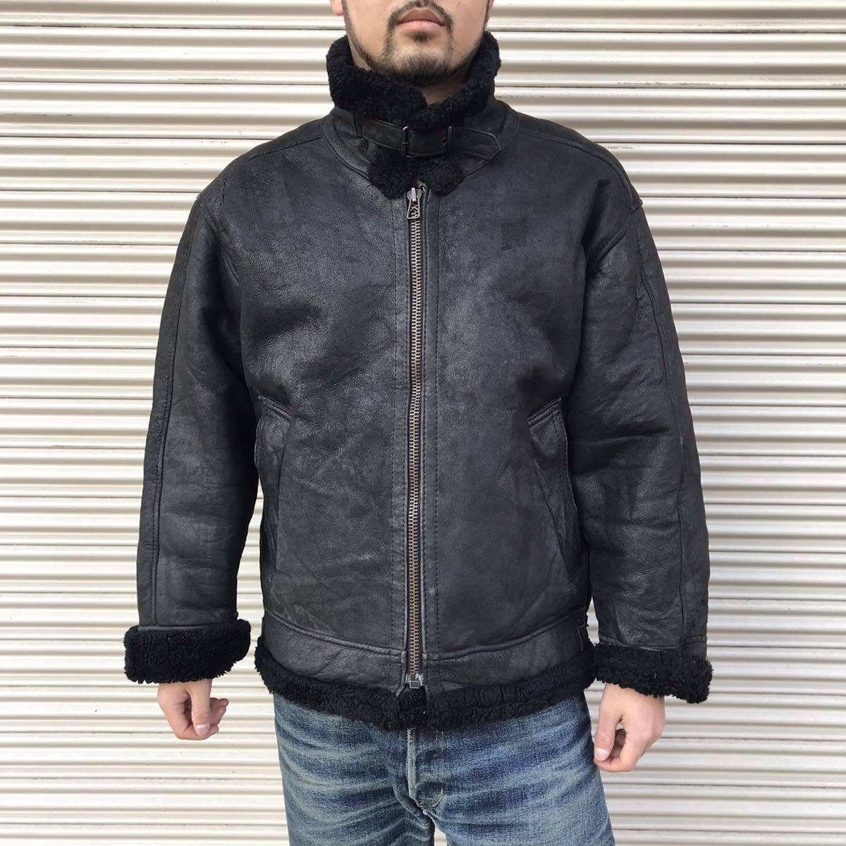 カラーブラック黒TYPE B-3 leather flight jacket black