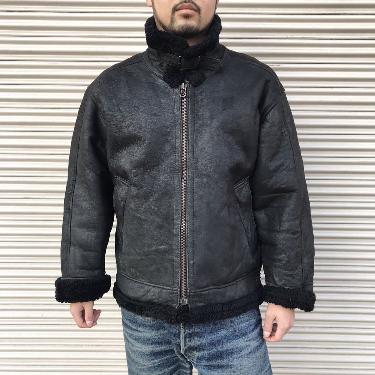 超上質 ミリタリークロージング 戻ら 最高級ラムスキンムートンB-3 