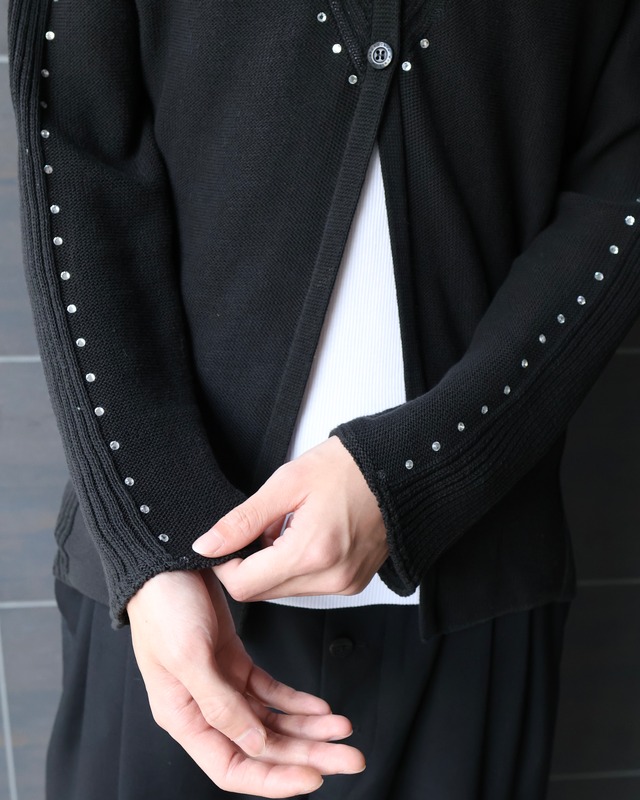 【SONIA RYKIEL】rhinestones crew-neck cardigan