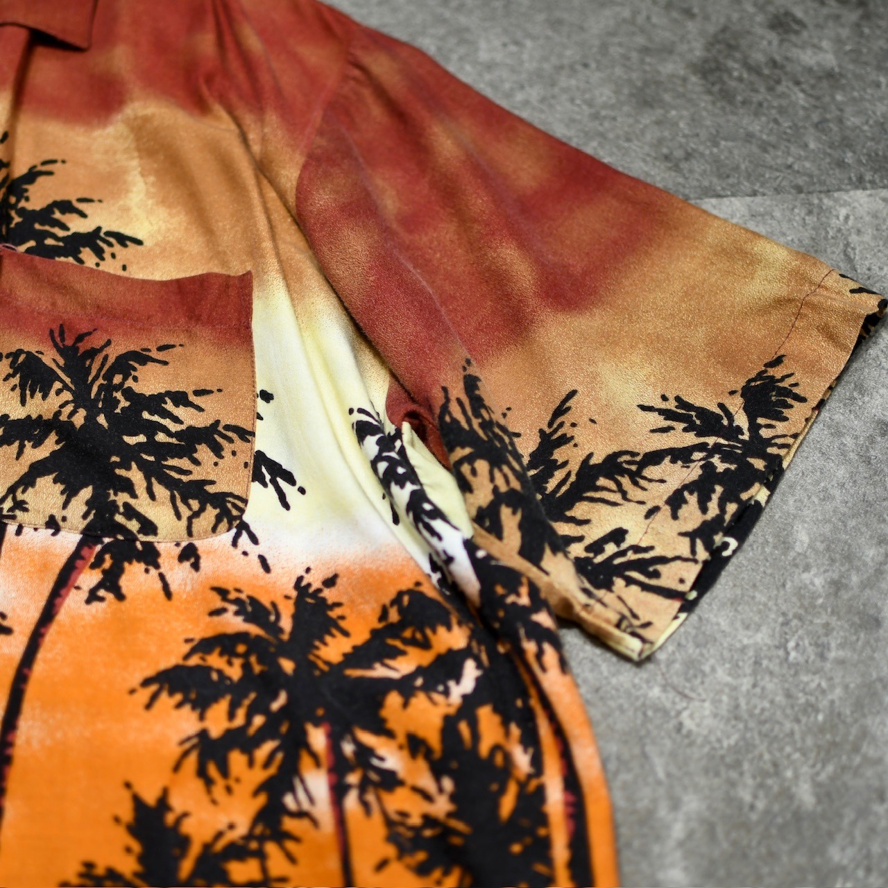sunset pattern rayon aloha shirt