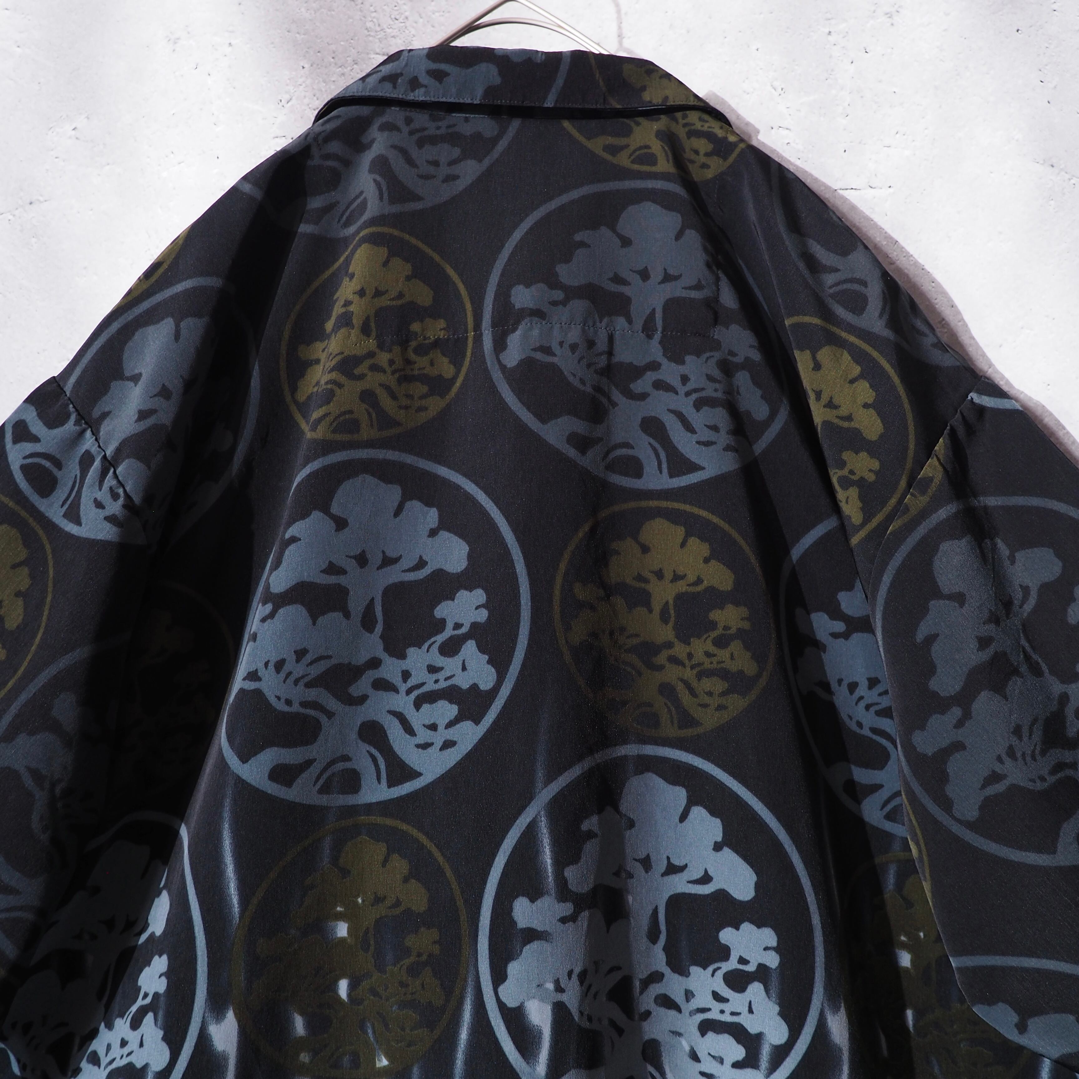 ” 五葉松 ” Japanese art pattern printed open collar shirt