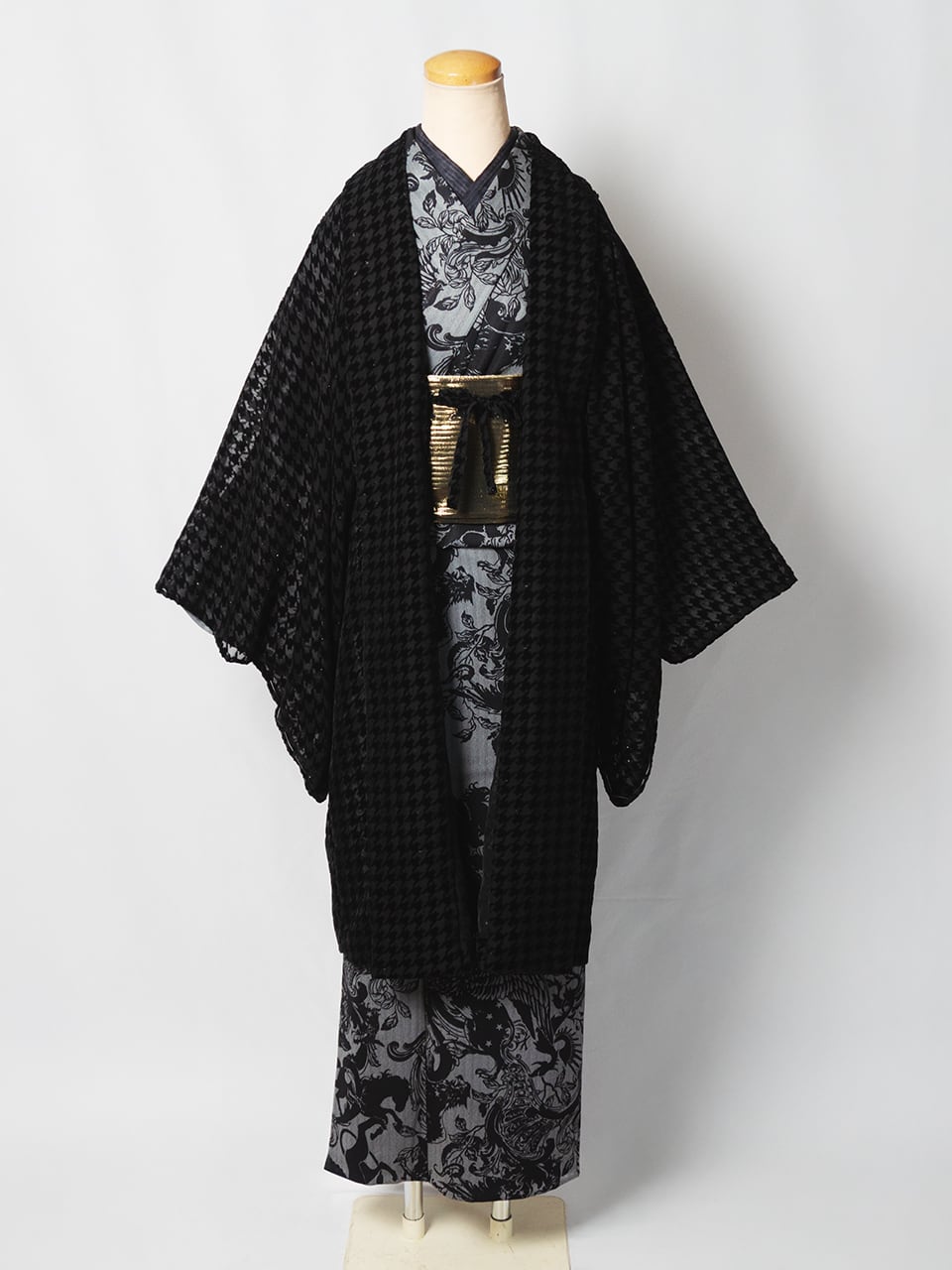 受注商品】Rumi Rockきもの「バンビーナ」チャコールグレー [A619