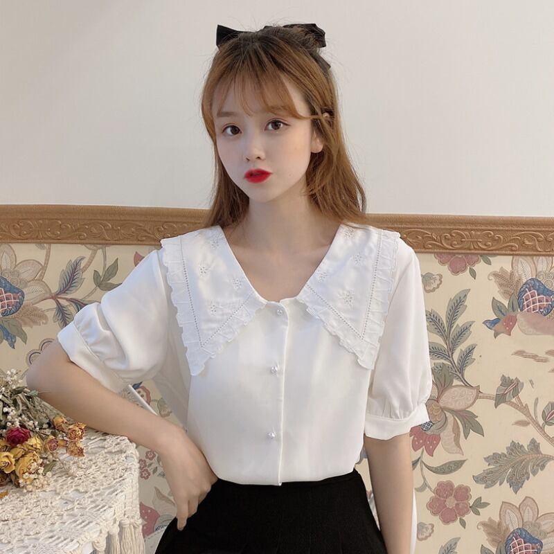 シャツ スタイルトップス サマースリーブホワイト 夏物 1号婦人31302456068