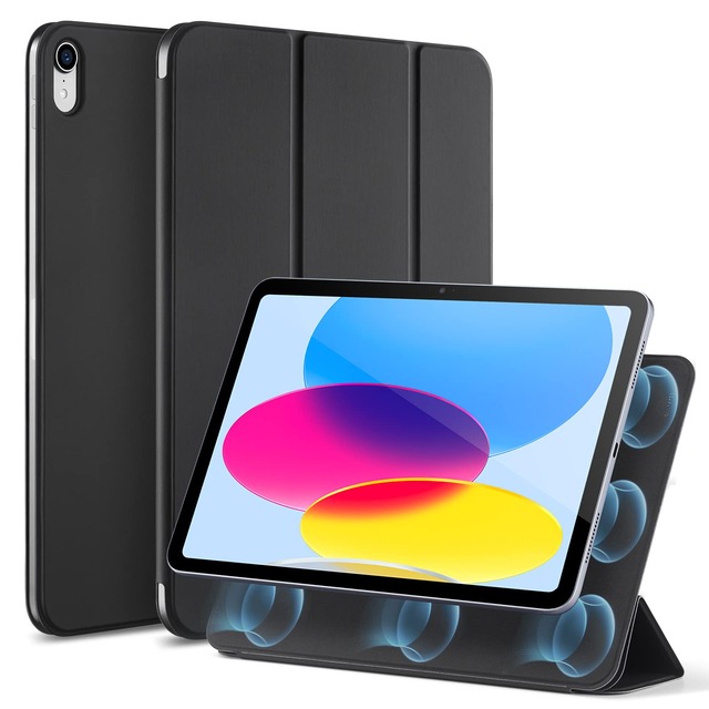 ESR iPad A16 ケース 第11世代 / 第10世代 対応 マグネット吸着式 三つ折りスタンドケース 薄型軽量 上質素材 Pencil 第1世代/USB-C対応 自動スリープ/ウェイク 11インチ/10.9インチ Reboundシリーズ ブラック