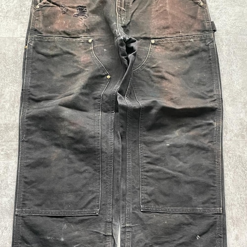 00s USA製 ブラック ダブルニー Carhartt カーハート 詳細写真4