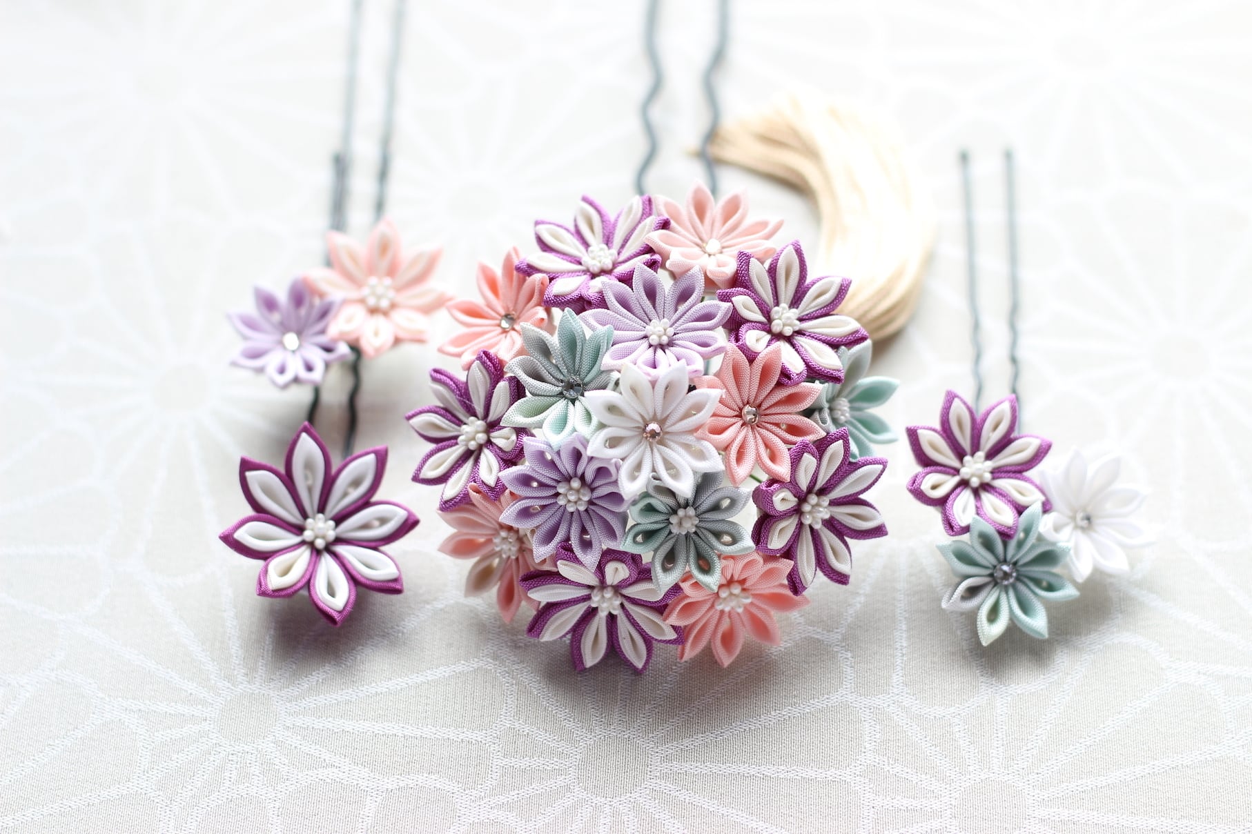 つまみ細工 簪とUピンのセット