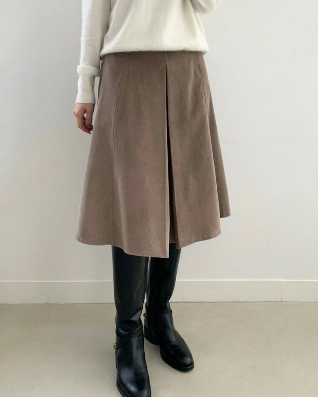 コーデュロイフレアバンドスカート