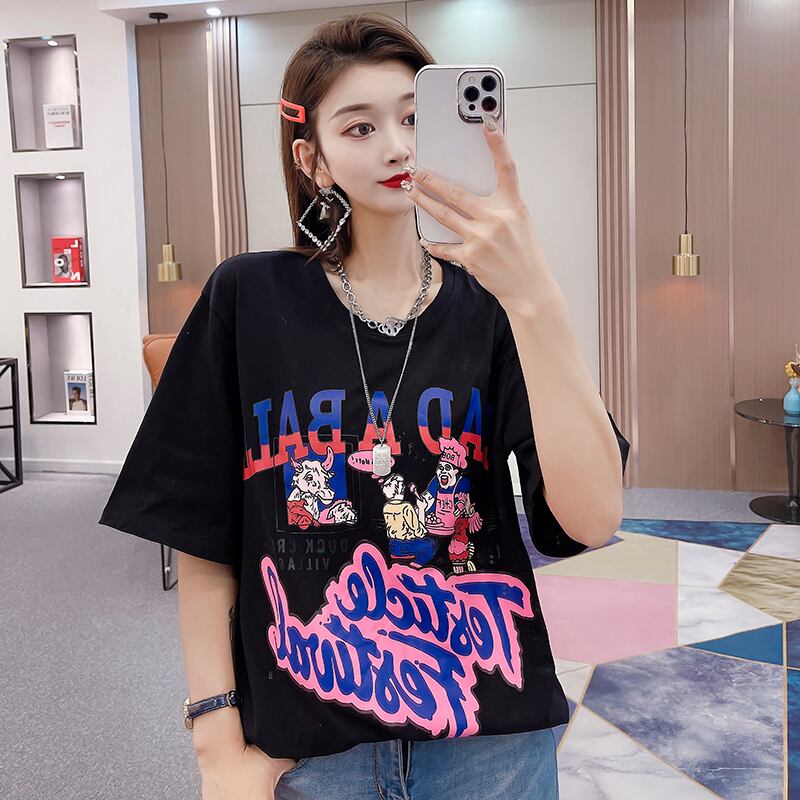 レディースショートTシャツ シャツ スプリングハイウェストウェストトップス 大きめサイズ 春物 ミックスインファッション28801727487