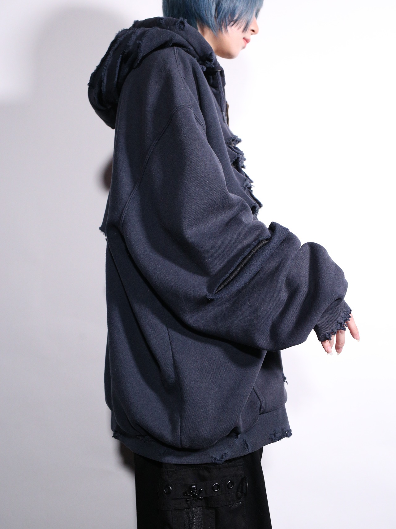 REMAKE / "carhartt" XXL 肋骨 skull motif punk design zip-up foodie - 4