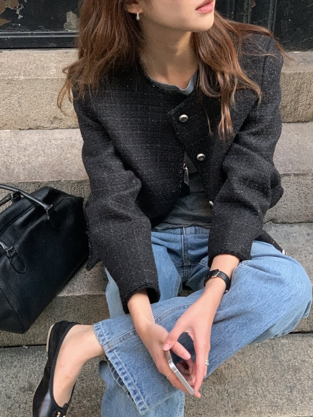 (予約) verveine / Noel Line Round Tweed Jacket