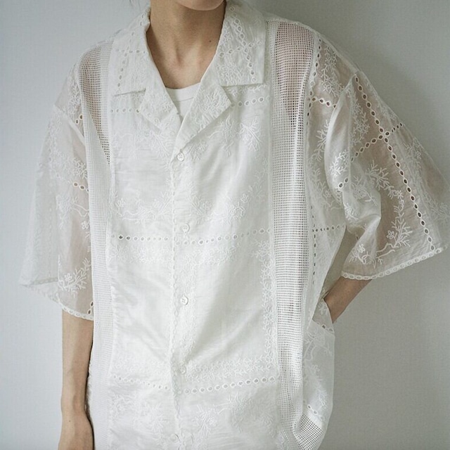 Floral Lace Open Collar シャツ [26010386]
