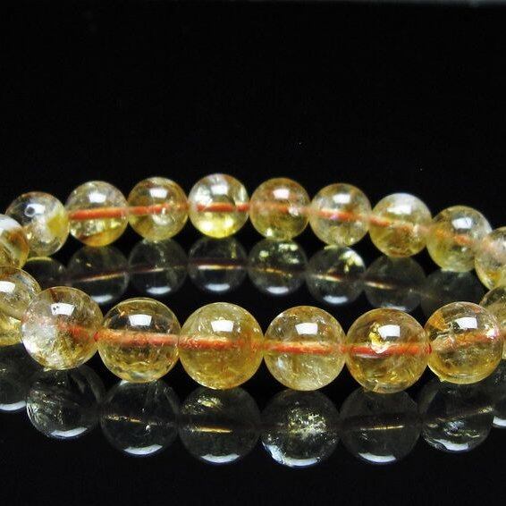 シトリン ブレスレット 虹入り 10mm シトリンクォーツ ブレス メール便可 一点物 111-50399