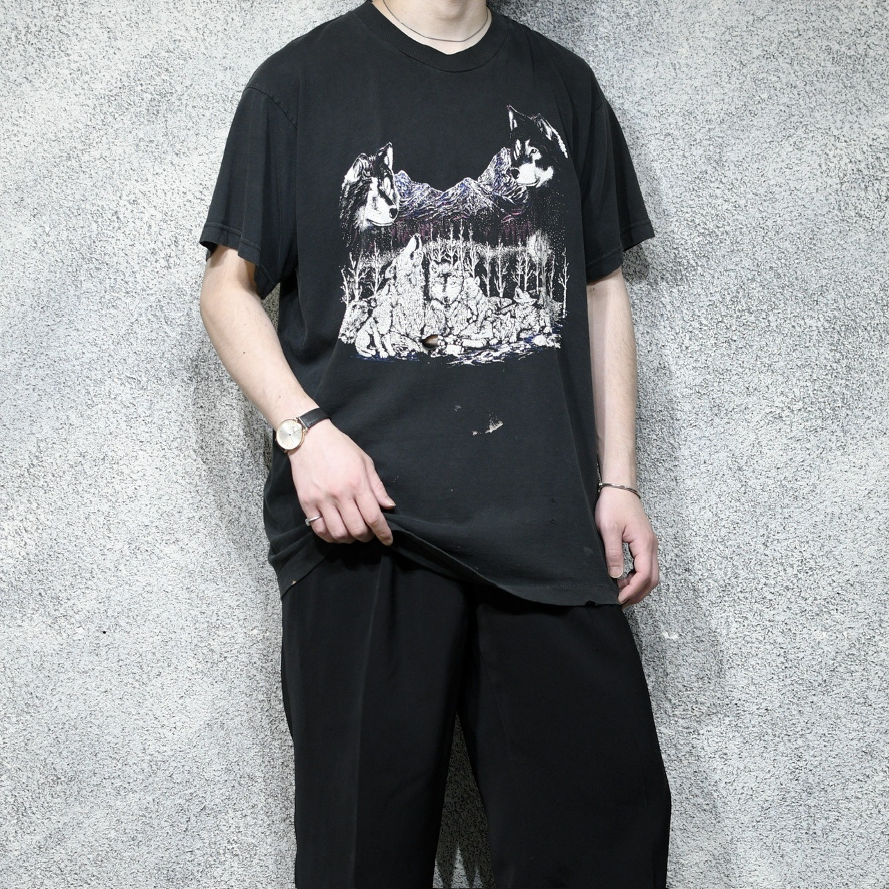 90's wolf print tee boro