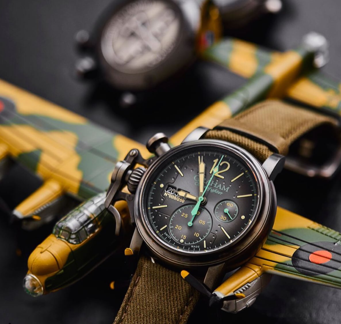 【GRAHAM グラハム】Chronofighter Vintage Aircraft Ltd クロノファイターヴィンテージ エアクラフト（カーキ）世界限定250本／国内正規品 腕時計