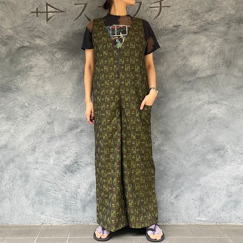 着物リメイクワイドサロペット- kimono wide overall