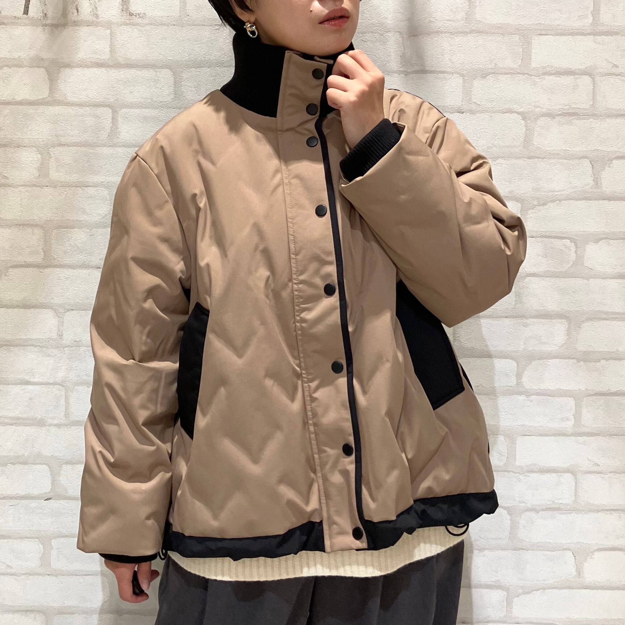 DONA MARIE　格子柄フレアダウンジャケット 格子柄フレアダウンジャケット ブラック