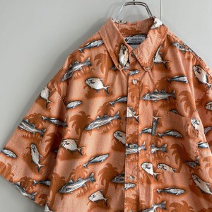 Columbia multi fish design shirt size M 配送C