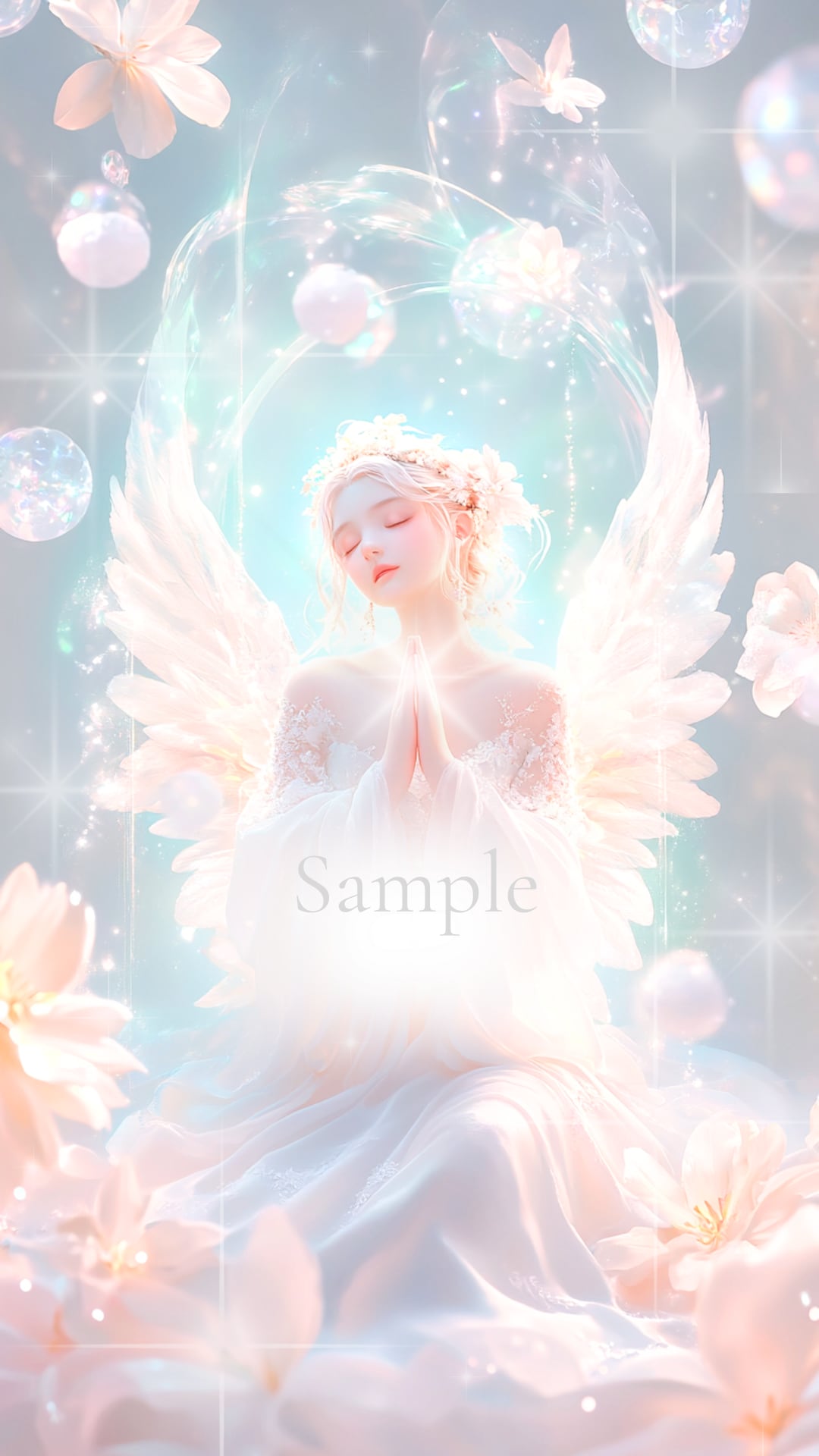 スマホ壁紙♢天使の祈りと光の祝福|心を優しく整える幻想的お守り待受アート