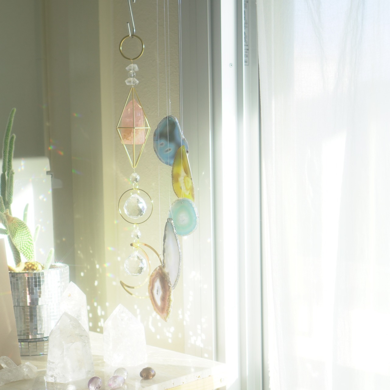 Aphrodite - Pyrite in Rose quartz with Golden healer / ジェムピラー / Gem Pillar Interior Jewelry