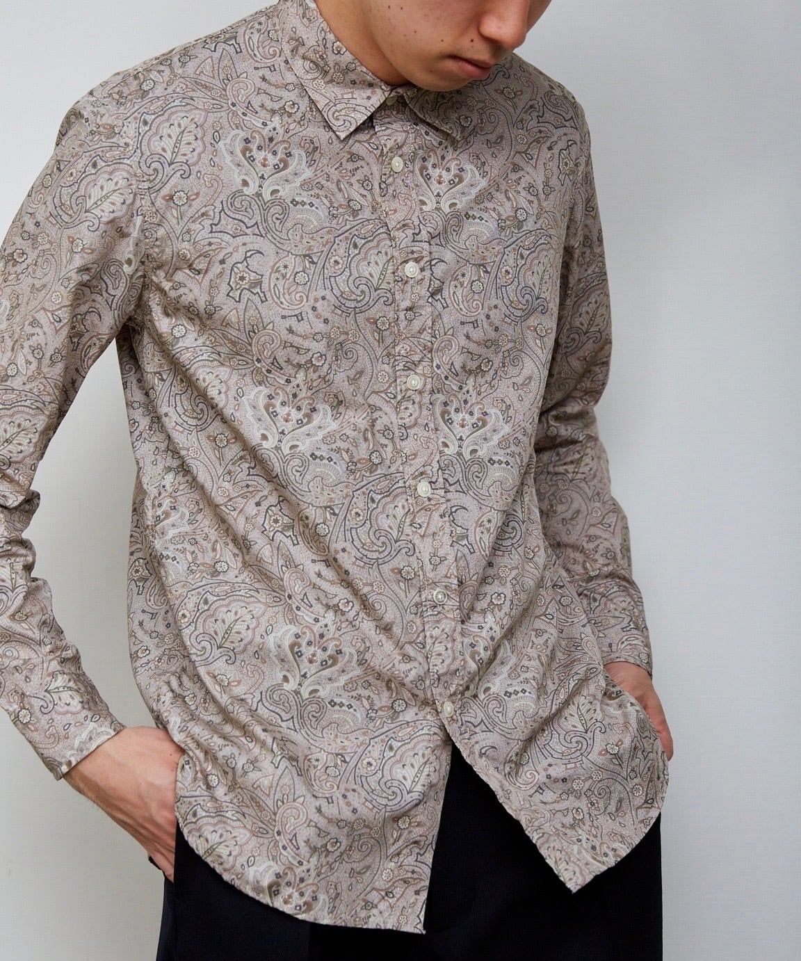 CTTN PAISLEY REGULAR SHIRT / 綿ペイズリーレギュラーシャツ (BEIGE