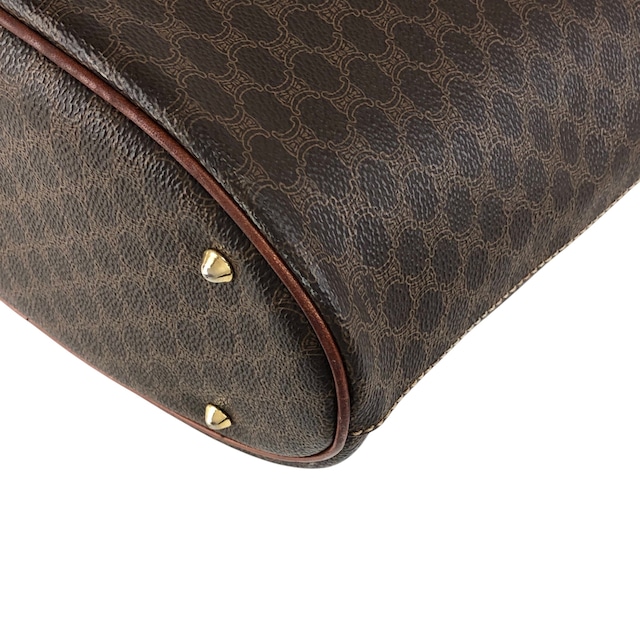 CELINE セリーヌ マカダム ハンドバッグ ブラウン ブラゾン型押し PVC トートバッグ vintage ヴィンテージ オールド rfx5gg