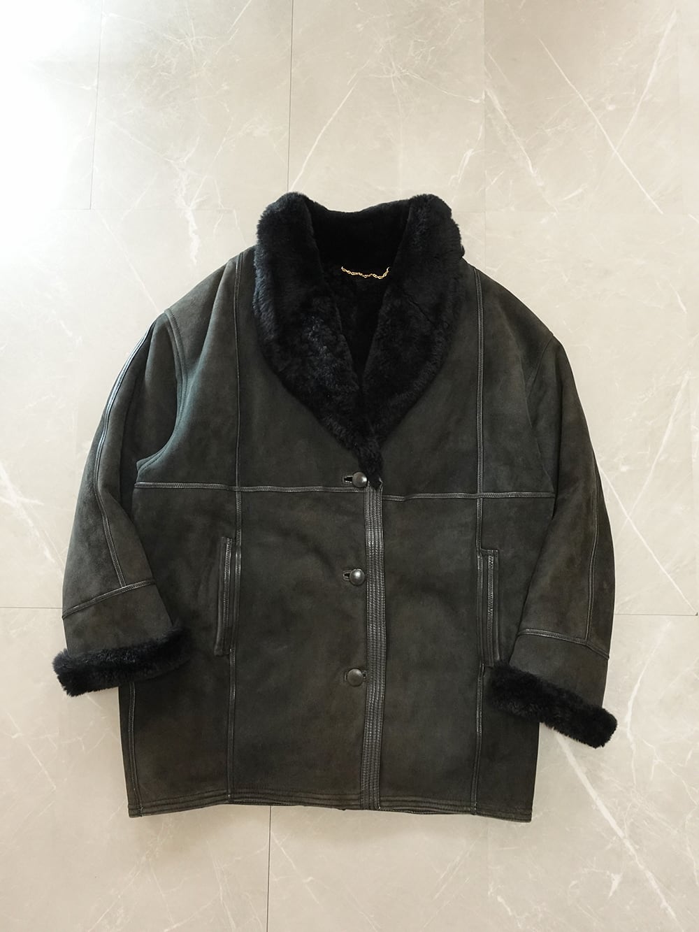 D578 YOSHIKI HISHINUMA ジャケット パッチワーク 4 90s YOSHIKI HISHINUMA MOUTON JACKET/菱沼良樹ムートンジャケット | 糢糊