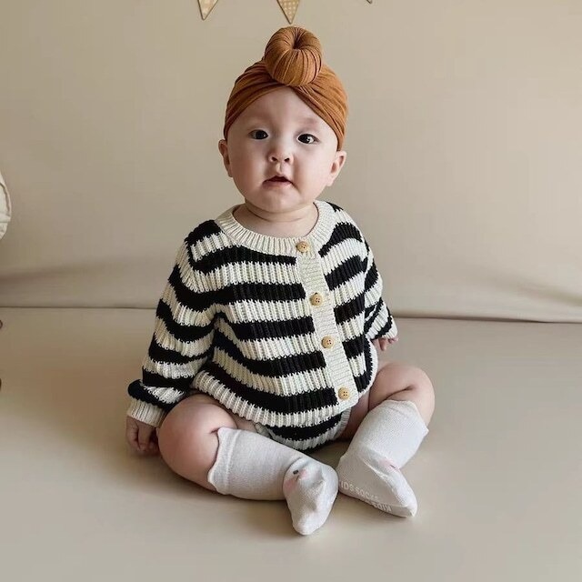 ベビー 秋新作　ミニマリズム　ボーダー　ニット　セットアップ