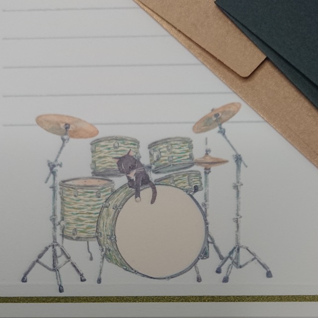 猫とドラマー好きさんのレターセット ドラマー Atomic オリジナルイラストで製作 スマホケース エコバッグ レターセットetc 猫とドラマー好きさんのレターセット ドラマー Atomic オリジナルイラストで製作 スマホケース エコバッグ レターセットetc