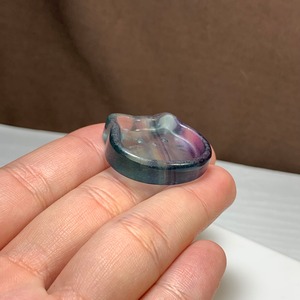 17.可愛い猫顔☆フローライト猫皿