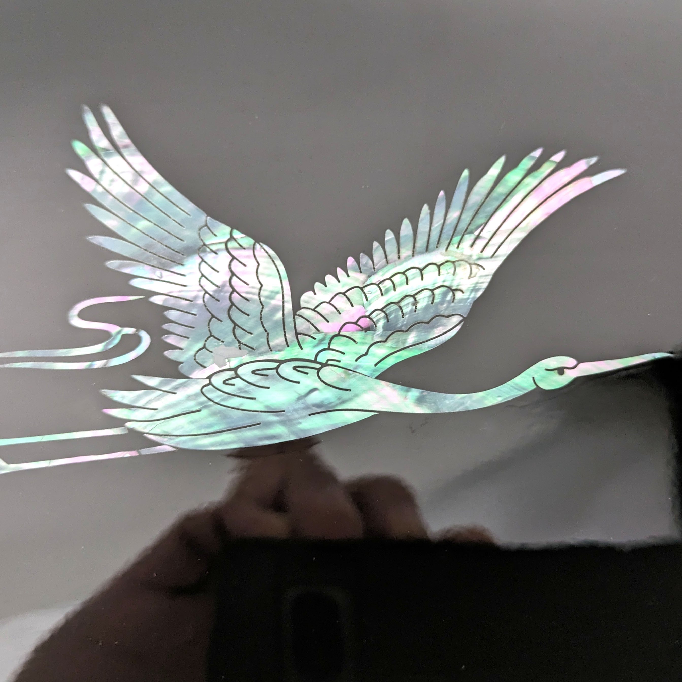 文箱・漆器・螺鈿細工・鶴・No.240120-22・梱包サイズ60 | リサイクル