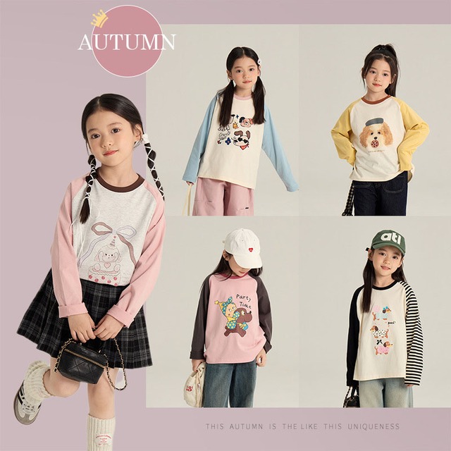 秋キャラクターラグランスリーブTシャツ