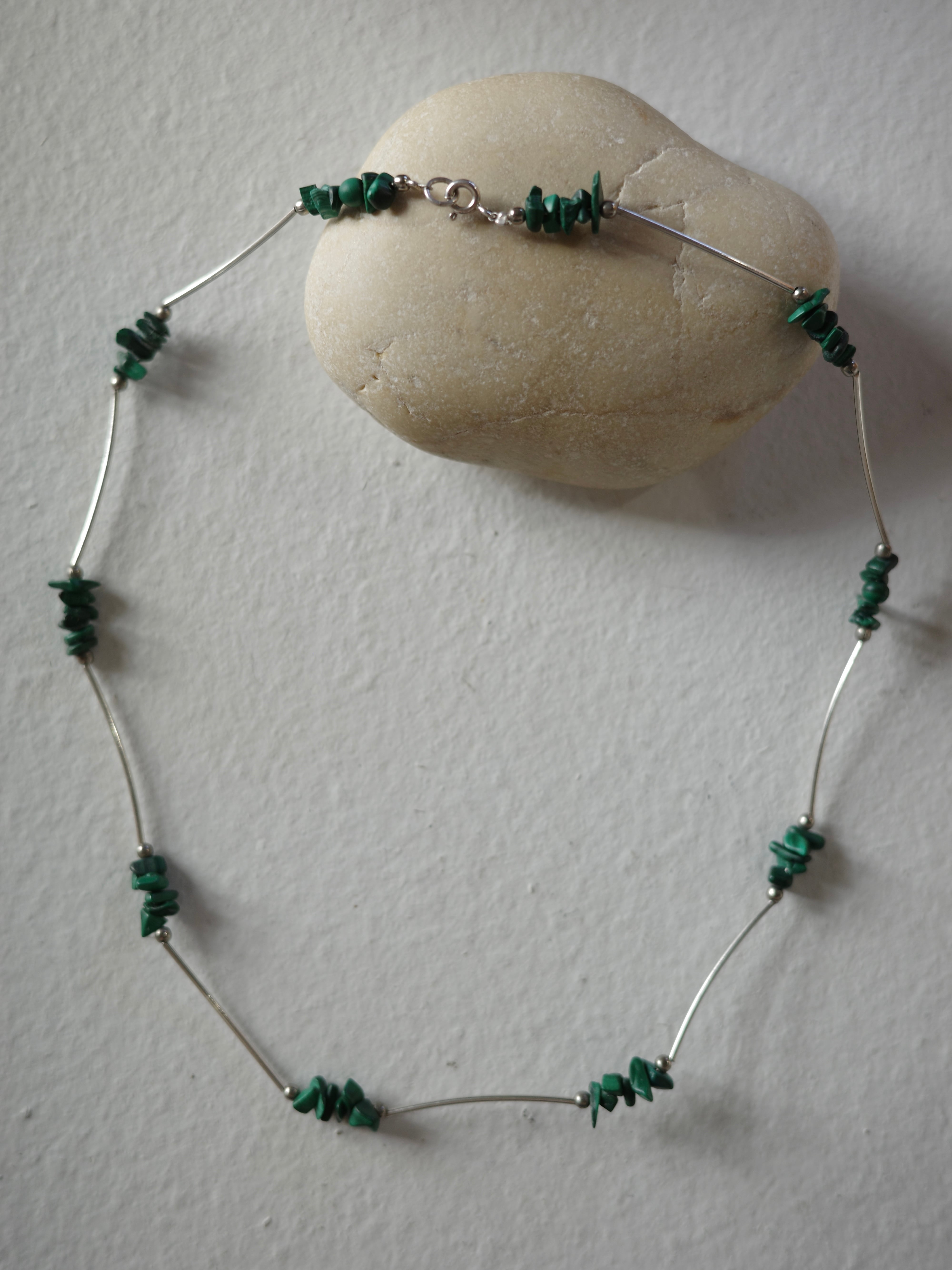 <vintage silver925>malachite beads necklace