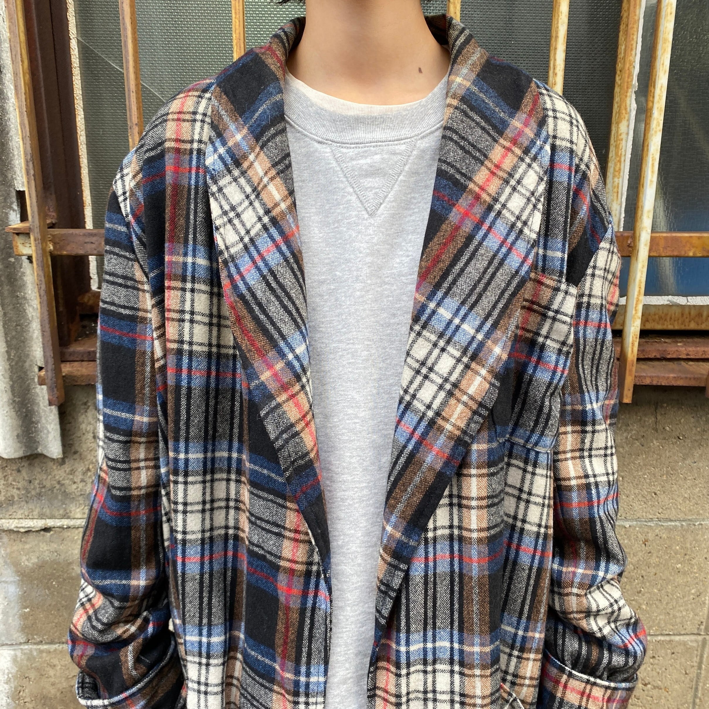 ビンテージ チェック Pコート ジャケット JKT コート vintage