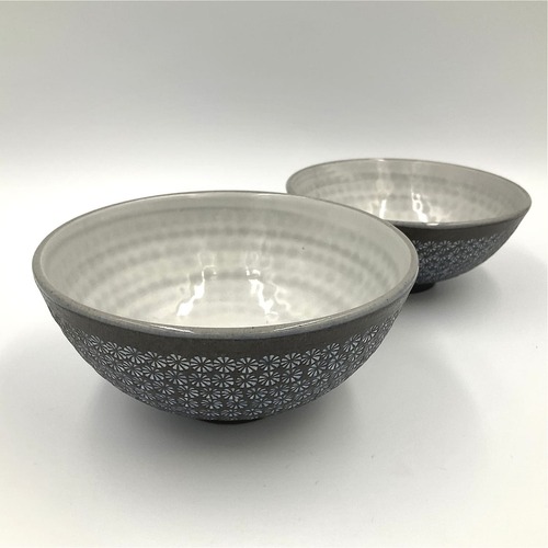 【京焼】南蛮三島詰組飯椀　夫婦茶碗セット