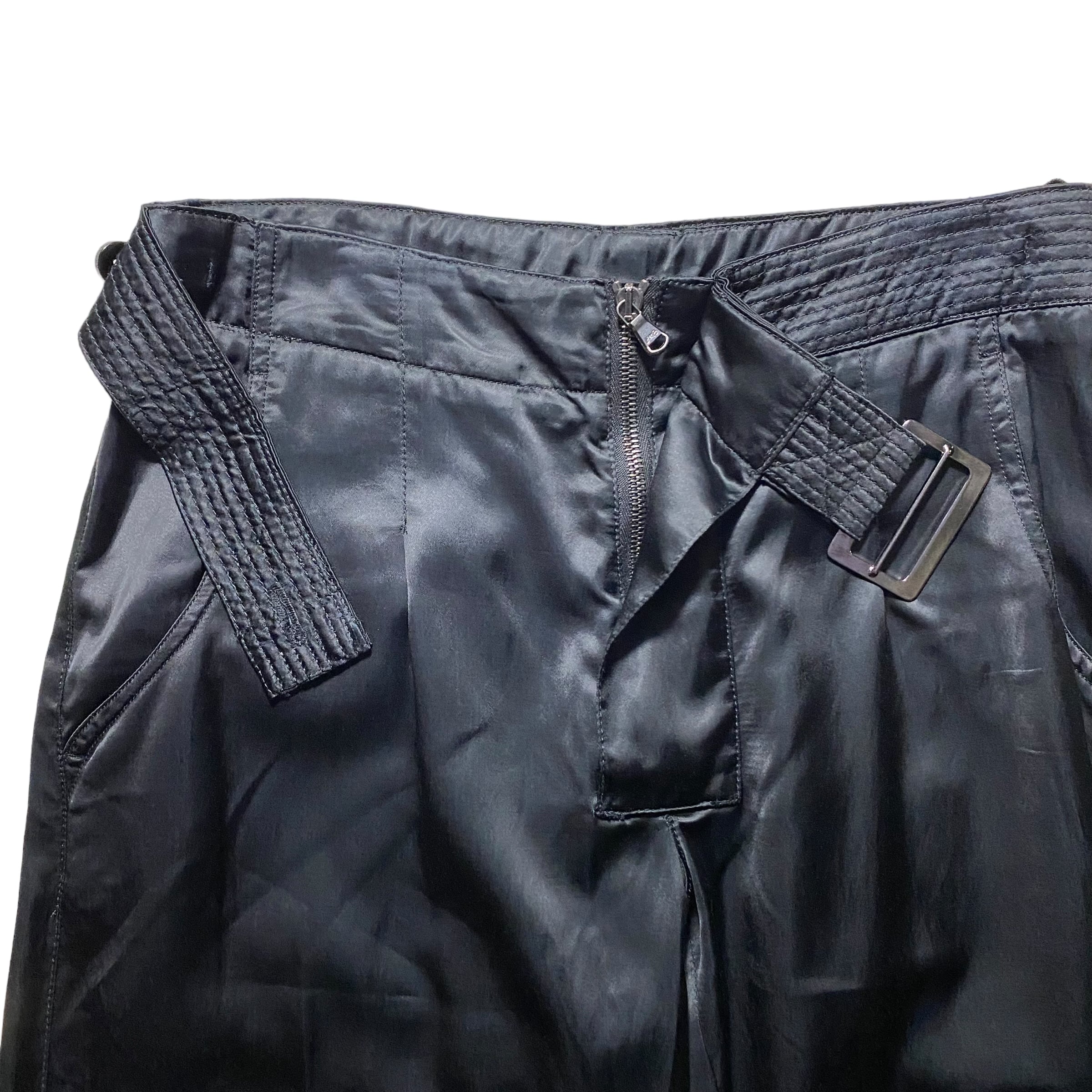 GIORGIO ARMANI black satin belted pants | NOIR ONLINE GIORGIO ARMANI black satin belted pants | NOIR ONLINE