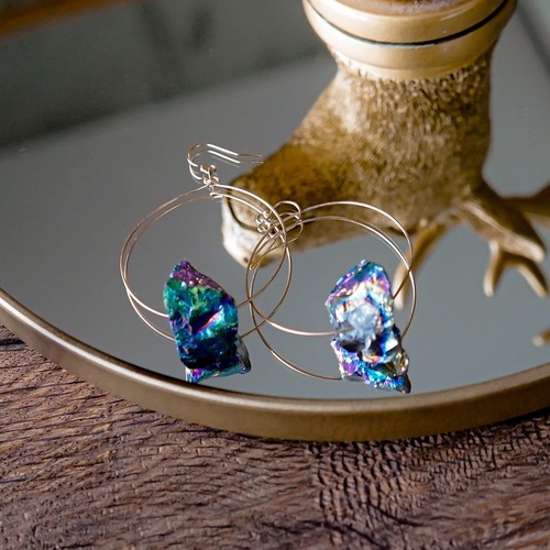 【14kgf】aurora crystal hoop pierce